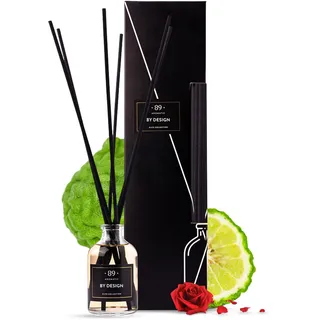 Raumduft Reed Diffuser mit 6 Duftstäbchen - Frisch Bergamotte, Rose & Schwarze Johannisbeere Duft, Lufterfrischer für Badezimmer, Wohnung Heimdekoration, Intensiv Raumduft Diffuser mit Stäbchen