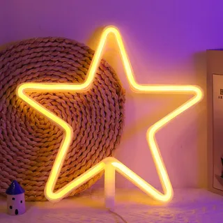 LED Leuchtreklame Stern Neonlichter Warmweiß Neon Wandleuchte Batterie oder USB Betriebenes Nachtlicht LED Lichter Wanddekoration für Hochzeit Wanddekor Urlaub Party Camping Kinderzimmer Zuhause