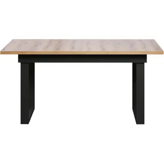 Esstisch INOSIGN "Valencia", braun (eiche evoke, schwarz, eiche evoke), H:76cm T:90cm, Tische, Esstisch, Synchroauszug; Metallkufen, ausziehbar auf 200 cm