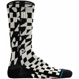 Kurzsocken STANCE "Socken Wave Check Crew 1er Pack", Damen, Gr. 43-47, schwarz, Obermaterial: 76% Baumwolle CO. 17% Polyester PES. 4% Nylon NY. 3% Elasthan EL., Socken Kurzsocken