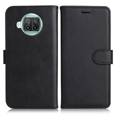 DENDICO Hülle für Xiaomi MI 10T Lite 5G, PU Leder Brieftasche Handyhülle, Flip Tasche TPU Schutzhülle mit Kartenfach für Xiaomi MI 10T Lite 5G, Schwarz