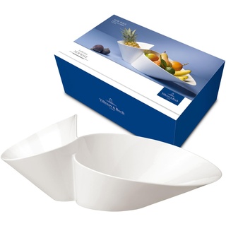 Villeroy & Boch – Newwave Eye-Catcher Doppelschale, Spülmaschinenfest, Mikrowellensicher, Salatschüssel, Schale, Obstschale, Snackschale, Geschirr Weiß, Groß, Premium Porzellan