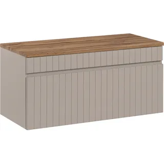 Waschtischunterschrank 100 cm Auszug IRAKLIO-56-CASHMERE Kaschmir Eiche Nb. B/H/T ca. 100,4/48,5/46 cm - Beige