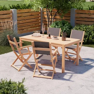 Ambia Garden Gartentisch , Teakfarben , Holz , Akazie , vollmassiv , rechteckig , Säule , 80x75x140 cm , Holzmöbel, Holztische, Gartentische Holz