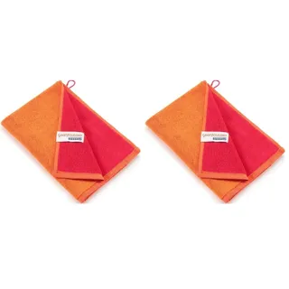 Bassetti New Shades Gäste-Handtuch aus 100% Baumwolle in der Farbe Mandarine O2, Maße: 40x60 cm - 9327874 (Packung mit 2)