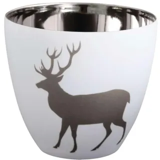 Asa Selection ASA Xmas Windlicht Hirsch Weiss/Silber Porzellan