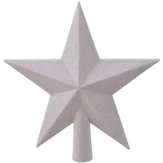Christbaumspitze Stern mit Glitzer 19cm Kunststoff, weiß irisierend - Weiß