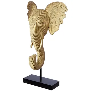 GILDE Deko große Figur Elefant Skulptur XL - Elefantenfigur Dekofigur aus Kunstharz Farbe: Gold Schwarz - Dekoration Wohnzimmer Geschenk Höhe 46 cm