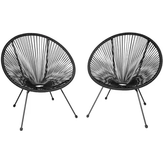 Tectake Santana Gartenstuhl-Set 70 x 69 x 78 cm schwarz 2 St.