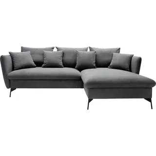OTTO home Ecksofa »LIVORNO,258 cm, L-Form,« Schlaffunktion u. Bettkasten (139/224cm), Samt, Struktur, Webstoff, schwarz