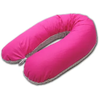 LOOLAY® 2 seitig Minky/Baumwolle Stillkissen XXL SUPER WEICH Lagerungskissen Seitenschläferkissen Ink.Bezug 170 cm (Amaranth/Minky grau)