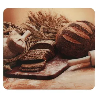 Multi-Platte Mod. Brot, 3in1 Küchenbrett, Spritzschutz, Herdabdeckplatte, Schneidebrett, Glas, 56 x 50 cm