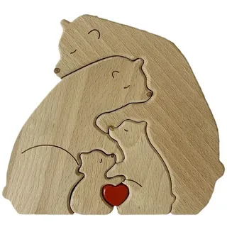 Personalisierte Bär Familie Namen Puzzle Custom Holz Bär Skulptur
