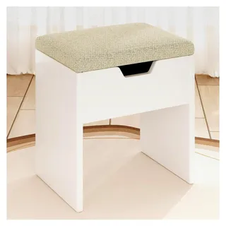 Hocker für Schminktisch mit Stauraum, gepolsterter Sitzhocker, Fußstütze, 38x30x41cm, Weiß