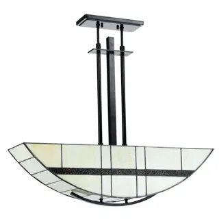 Casa Padrino Luxus Tiffany Hängeleuchte Beige / Schwarz 80 x 20 x H. 69-95 cm - Hotel & Restaurant Hängelampe