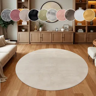 Paco Home Kunstfell Soft 380 Fellteppich Ø 80 cm Beige