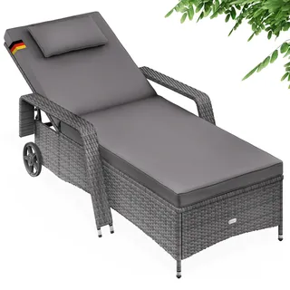 Polyrattan Gartenliege Grau/Anthrazit 193x90x43cm