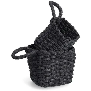Zeller Aufbewahrungskorb Set 2-tlg. Papiergeflecht 12 x 12 x 13/15 x 15 x 15 cm schwarz
