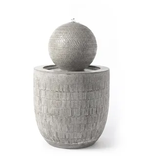 KÖHKO® Gartenbrunnen Zen-Kugel mit LED – Moderner Zierbrunnen mit strukturierter Oberfläche für Garten, Terrasse und Innenbereich