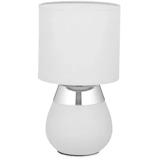 Relaxdays Nachttischlampe Touch dimmbar, moderne Touch Lampe, 3 Stufen, E14, Tischlampe, HxD: 32,5 x 18 cm, grau-silber