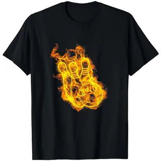 Feuer Bowling Kugel Bowling Pins Flammende Bowling Spieler T-Shirt
