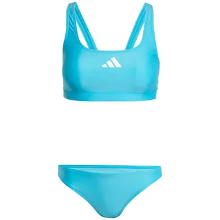 adidas Damen 3 Stripes V-Back Bikini, Lucid Cyan/White, 48