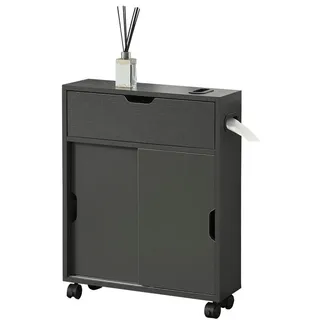 [en.casa] Seitenschrank Kempele - Holzwerkstoff , 52x67x17 cm , Badezimmer, Badmöbel, Midischränke