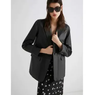 Marella für Damen. 2523446044200 Schwarzer Lederblazer von Icone (40), Lässig