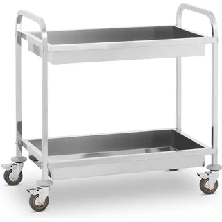 Royal Catering Servierwagen - Edelstahl - 2 Mulden - Ablagen: 83 x 43 cm - 320 kg - - Silber