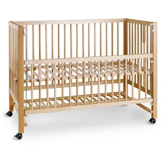 tiSsi Beistellbett , Buchefarben , Holz , Buche , massiv , 124x90x64 cm , Lattenrost höhenverstellbar, zum Gitterbett umbaubar, höhenverstellbar, sehr stabil , Babymöbel & Kindermöbel, Babyzimmer, Babybetten, Beistellbetten