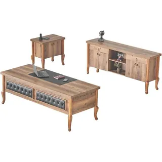 Schreibtisch Bürotisch Sideboard Kommode Büroeinrichtung Klassisch Braun - Braun