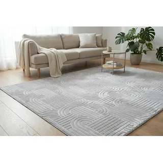 Kayoom Calma 125 Kurzflorteppich 160 x 220 cm Silber