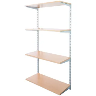 Biedrax Wandregal - Grundregal 50 x 80 x 150 cm, Farbe silber - 4 Fachboden Buche