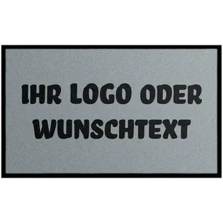 WohnDirect Fußmatte individuell Bedruckt mit Logo, 60 x 85 cm Grau | Rutschfest, waschbar, Fertigung in 3 Werktagen