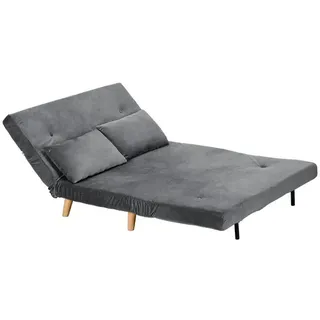 Homcom Schlafsofa 2-Sitzer Sofa mit Bettfunktion, Klappsofa mit Kissen, Grau