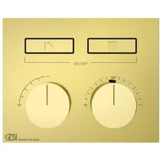 Gessi HI-FI, Fertigmontageset Unterputz-Thermostat mit Tasten-Bedienung, 2 separate Ausgänge, 63004, Farbe: Gold PVD