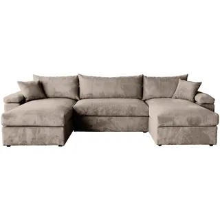Wohnlandschaft OTTO HOME "Cosy U-From Breite 309 cm, Sitzaufbau im Sandwich-Federkern", taupe, B:309cm H:46cm T:162cm, 100%Polyester, Sofas, Wohnlandschaft, Bezüge in Cord oder Struktur weich wählbar mit Kaltschaumauflage