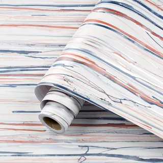 ReWallpaper Möbelfolie Selbstklebend für Tisch Bunt Tapete Abwaschbar Badezimmer Klebefolie Streifenmuster 40CMx7M Klebetapete Selbstklebend Wand Streifen Schlafzimmer Kinderzimmer
