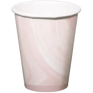 Folat 61916 Paper Party Tableware Pappbecher Marmor Rosa 250ml - 6 Stück Einweggeschirr Partybecher für Geburtstagsfeier, Babyparty, Hochzeit, Brautparty