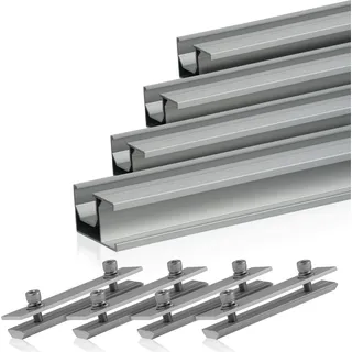 Zelsius Universal Aluminium Montageschienen Set für Solaranlagen, 8-teilig, Aluprofil - Silber
