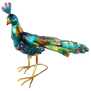 Majestätischer Pfau mit LED Beleuchtung - Höhe ca. 31 cm Gartendeko