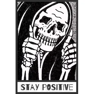 Stay Positive Totenkopf-Dekorschild – lustige, gruselige Dekoration für Goth Grunge Zimmer, Wanddekoration, 30,5 x 20,3 cm (045)