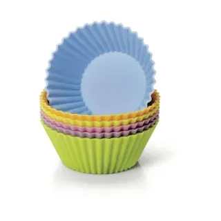 Kaiser Silikon-Muffinform, Kuchenform für Süßes und Herzhaftes, 1 Packung = 6 Stück, farbig sortiert