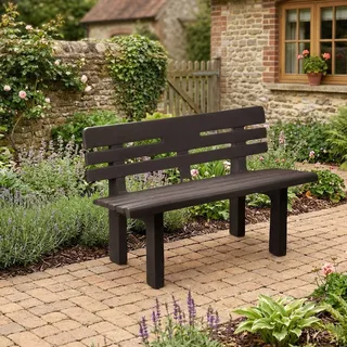 Dmora - Außenbank Marinella, Monoblock-Gartenbank, Außenbank, 100% Made in Italy, 110 x 52 x 71 cm, Anthrazit