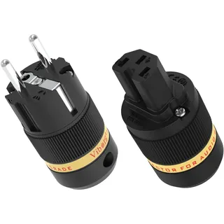 Tertullus VE501R + VF501R Reines Kupfer Rhodiniert High End SchukoStecker Kaltgerätestecker für DIY HiFi Netzkabel