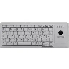 Active Key Industry 4.0 Compact Ultraflat Trackball Keyboard USB Light Grey (DE, Kabelgebunden), Tastatur, Weiss