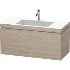 Duravit L-Cube Möbelwaschtisch c-bonded mit Unterbau wandhängend, 100x48 cm, 1 Auszug, ohne Überlauf, 1 Hahnloch, Farbe: Pine Silver Dekor