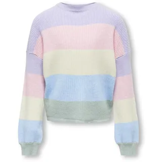 KIDS ONLY Mädchen, Kogsandy L/S Stripe KNT Noos Pullover, Lavendula/Stripes:Roseate/Birch/Blue Bell/Jadeite, 158/164, EU
