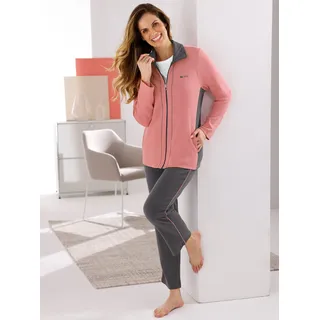 Hausanzug FEEL GOOD, Damen, Gr. 40/42, rosa (flamingo, anthrazit), 60% Baumwolle, 40% Polyester, Homewear-Sets Hausanzug