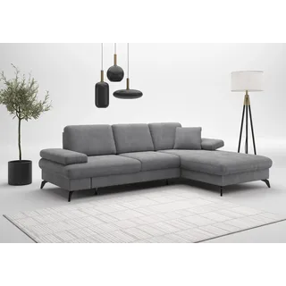 sit&more Ecksofa »Morris Jubi L-Form, inklusive XXL-Liegefläche, bzw. Schlaffunktion«, Bettfunktion, Armteilverstellung und 1 Zierkissen, grau